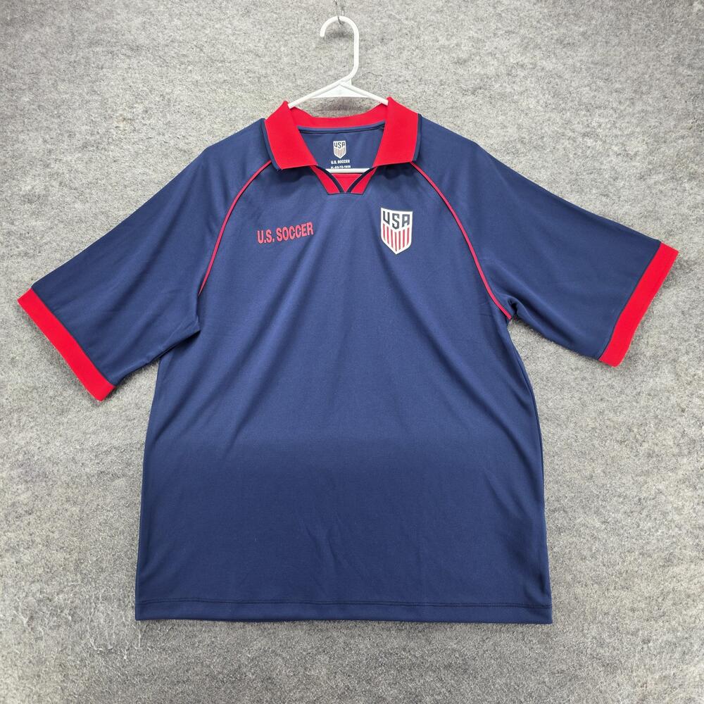 United States Soccer Shirt Boys XL Blue Red U.S. Soccer Polo 18/20 Short Sleeve